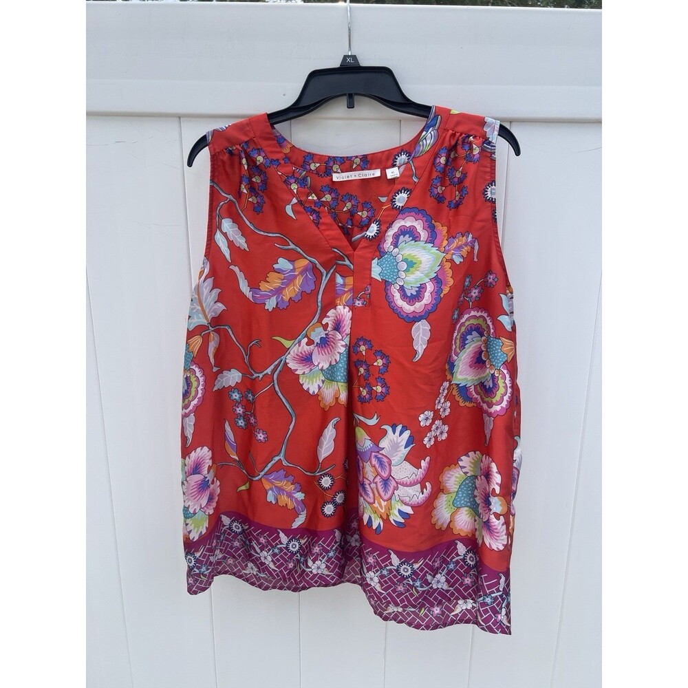 Violet + Claire Size XL Tank Top Lightweight Floral Japanese